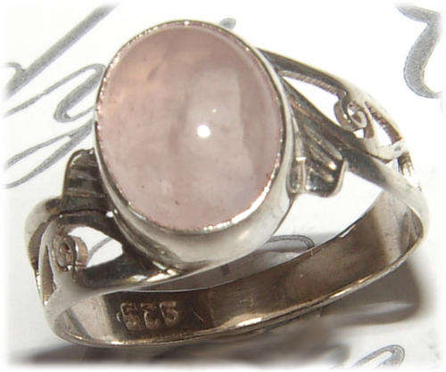 NATURAL ROSE QUARTZ CABOCHON SOLID STERLING SILVER RING - STUNNING!!