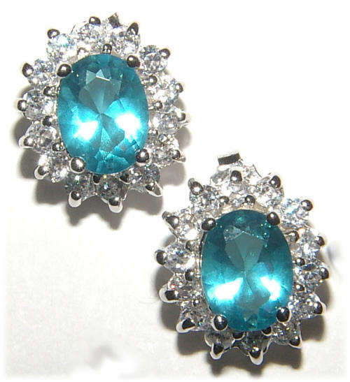 TOPAZ SIMULATED CZ STERLING SILVER STUD EARRINGS!
