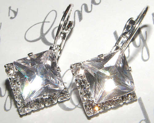 CUTE  SILVER  CZ DANGLING EARRINGS!