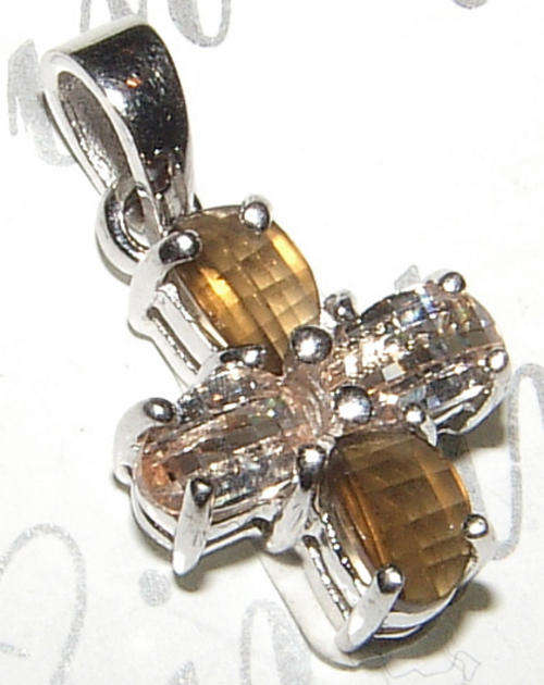 FANCY CUT CZ STERLING SILVER CROSS PENDANT