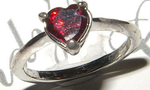 SWEET WHITE GOLD PLATED DEEP RED GARNET CZ RING