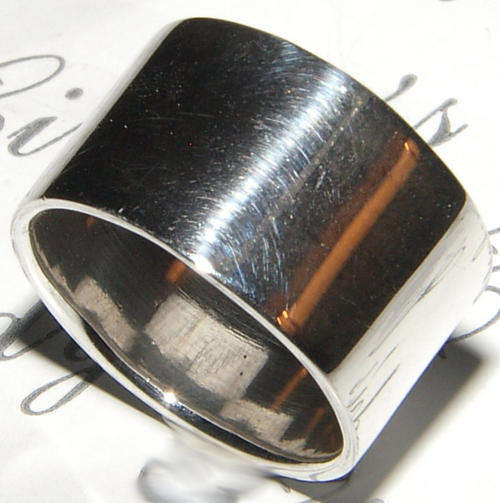 VERY BROAD SOLID STERLING SILVER WEDDING BAND!