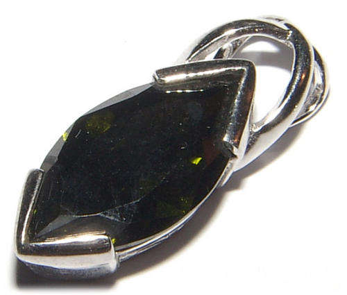 MARQUISE CUT OLIVE GREEN STERLING SILVER PENDANT