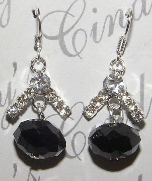 FANCY CUT  CRYSTALS WITH RHINESTONES,  FASHION EARRINGS.