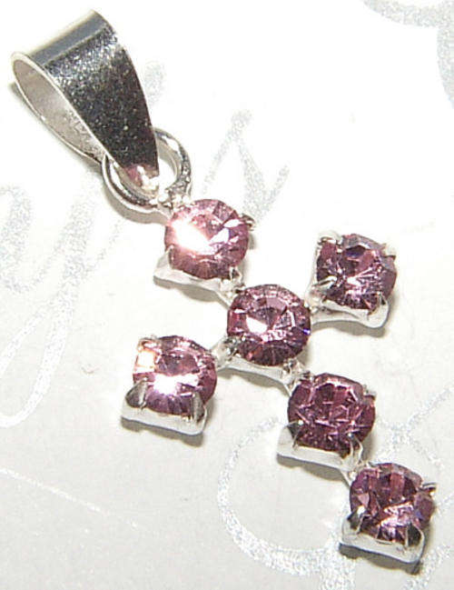 Sterling Silver SWAROVSKI CRYSTAL Cross Pendant!