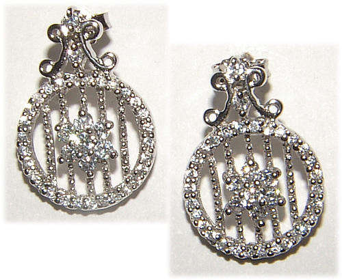 DIAMOND SIMULATED STERLING SILVER EARRINGS!
