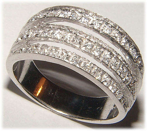 WHITE CZ STERLING SILVER RING WITH RHODIUM FINISH