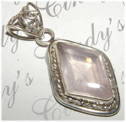 STUNNING GENUINE ROSE QUARTZ  HAND MADE PENDANT!!