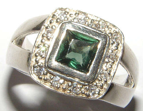 NEW!!!  GENUINE EMERALD STERLING SILVER RING.