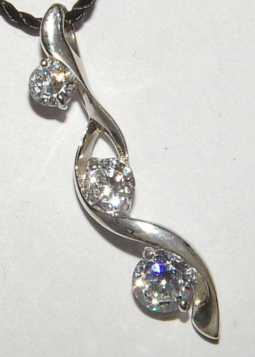 ELEGANT DIAMOND  PENDANT IN .925 STERLING SILVER