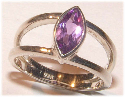 GENUINE AMETHYST  CZ  STERLING SILVER RING.