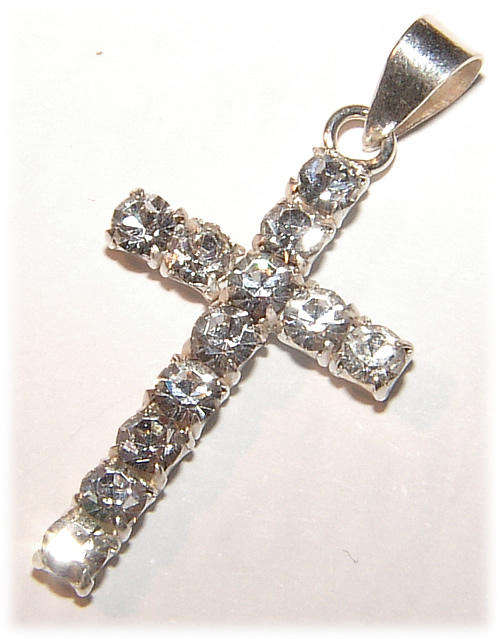Sterling Silver CRYSTAL Cross Pendant!