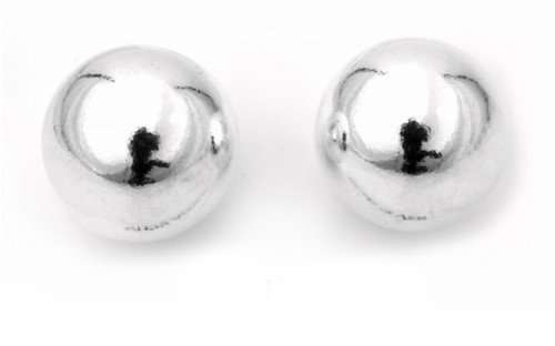 BIG STERLING SILVER HALF ROUND BALL STUD EARRINGS!