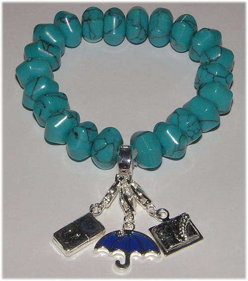 ***NEW!*** TURQUOISE STRETCHY BRACELET WITH REMOVABLE CHARMS!