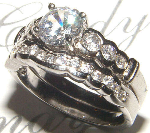 ***SPARKLING!!*** CLASSIC ENGAGEMENT BRILLIANT "WEDDING RING SET"