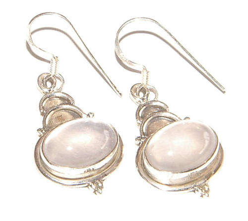 GENUINE ROSE QUARTZ DANGLING EARRINGS - FINE QUALITY!