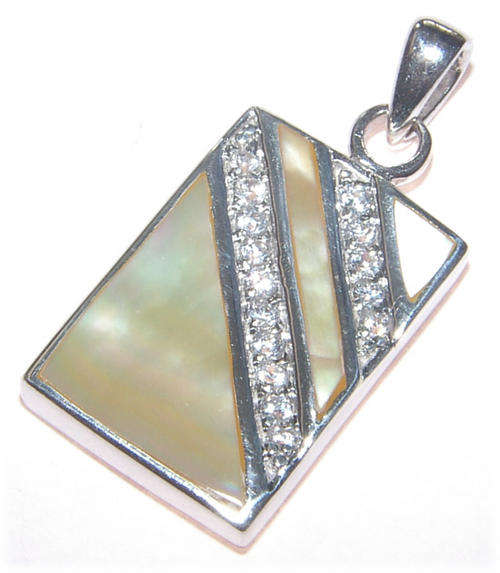 NATURAL MOTHER OF PEARL STERLING SILVER PENDANT