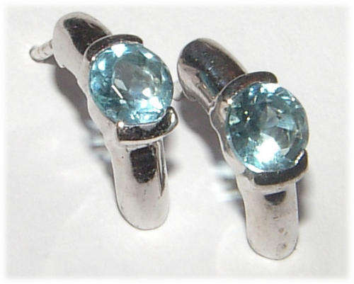 SIMULATED TOPAZ -- STERLING SILVER STUD EARRINGS!