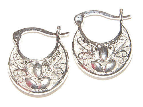 Fashion Jewellery - Fancy Silver Creole Hoop Earrings