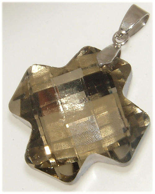 SPARKLING SMOKEY CRYSTAL--- CROSS PENDANT