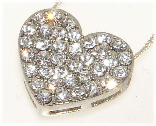 STUNNING RHINESTONE ENCRUSTED HEART PENDANT -- FINE QUALITY
