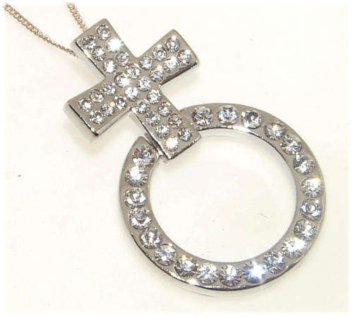 STUNNING RHINESTONE ENCRUSTED-- EARTH SYMBOL--PENDANT, FINE QUALITY