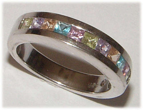 FRUIT SALAD STERLING SILVER  RING.