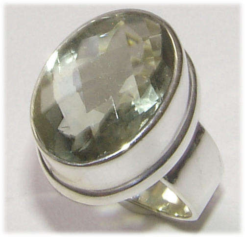 STUNNING NATURAL **VERY RARE** GREEN AMETHYST IN STERLING SILVER RING!!!