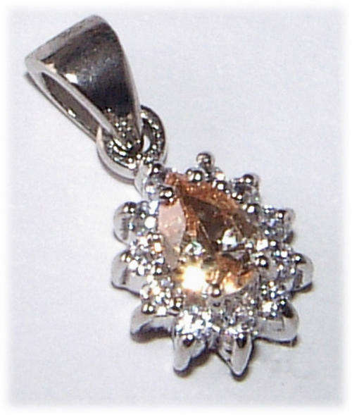 CITRINE AND DIAMOND SIMULANT PENDANT - STUNNING ITEM!