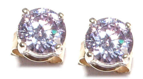 ***SPARKLING!*** 7mm ROUND LAVENDER CZ STERLING SILVER STUD EARRINGS!