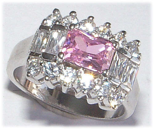 **AMAZING COLOUR!** CREATED SAPPHIRE AND DIAMOND SIMULANT STERLING SILVER RING!