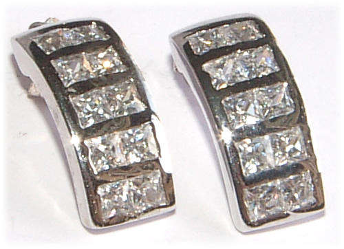 DIAMOND--- HALF MOON STUD EARRINGS