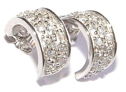 *** BEAUTIFUL!*** SEMI HOOPS  IN .925 STERLING SILVER with DIAMOND ENCRUST FINISH!