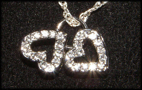 STUNNING RHINESTONE ENCRUSTED HEARTS PENDANT -- FINE QUALITY