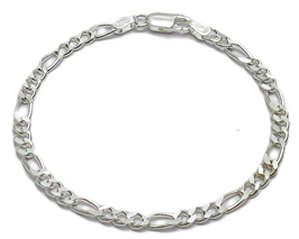 **ITALY!** Solid Sterling Silver ITALIAN Figaro Link Bracelet!