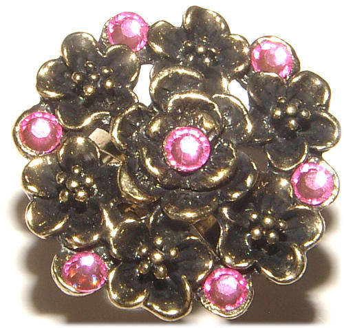 ***STUNNING!!!*** FLOWER AND RHINESTONE DRESS RING - NEW!