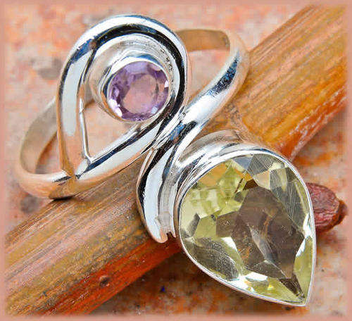 ***ABSOLUTELY FABULOUS*** NATURAL CITRINE AND AMETHYST IN SOLID STERLING SILVER RING!
