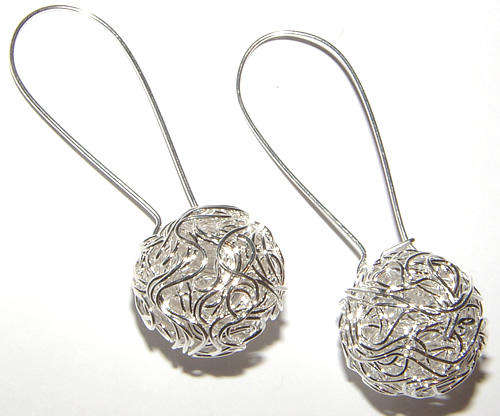 ***SPARKLING!!!*** --- HANDMADE DANGLING WIRE BALL EARRINGS!!!