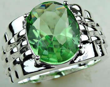 ***NATURAL GEMSTONES!!!***STUNNING  GREEN QUARTZ IN STERLING SILVER RING!!!