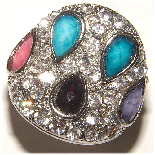 BEAUTIFUL LUCITE AND RHINESTONE ENCRUSTED DRESS RING - ***NEW***!