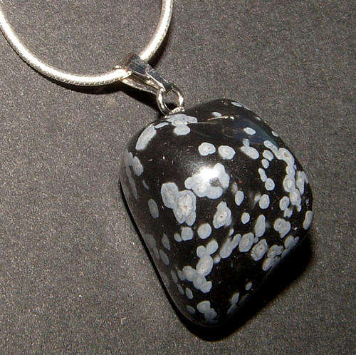STUNNING NATURAL SNOWFLAKE OBSIDIAN DRUM STONE PENDANT!!