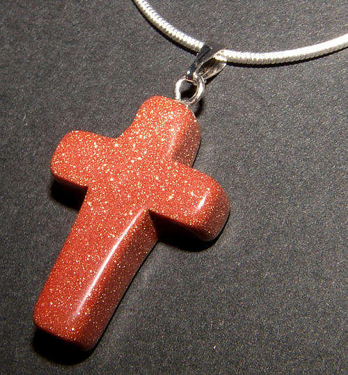 STUNNING NATURAL SUNSTONE GEMSTONE CROSS PENDANT!!
