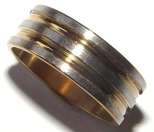 THE ULTIMITE SOLID TWO TONE STAINLESS STEEL MEN'S BAND RING NEW!!