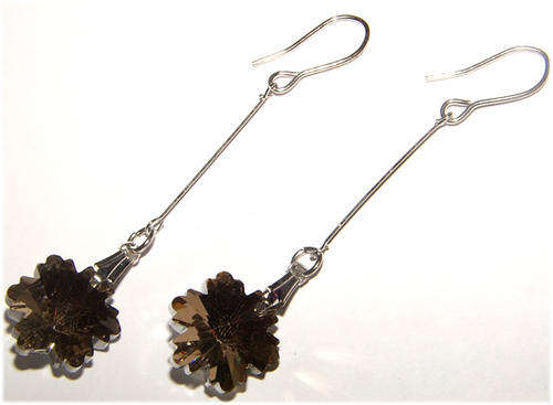 ***NEW!*** BEAUTIFUL ALPACA SILVER CRYSTAL DANGLING  EARRINGS!!!