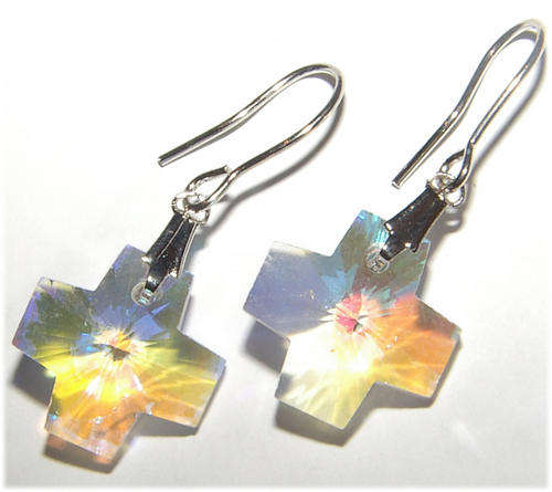 ***NEW!*** BEAUTIFUL ALPACA SILVER CRYSTAL DANGLING  EARRINGS!!!