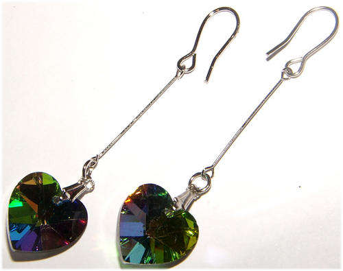 ***NEW!*** BEAUTIFUL ALPACA SILVER CRYSTAL DANGLING  EARRINGS!!!