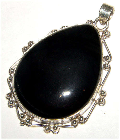 STUNNING DESIGN - NATURAL ONYX  STERLING SILVER PENDANT!!