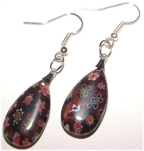 ***NEW!*** BEAUTIFUL MILLEFIORI GLASS DANGLING  EARRINGS!!!