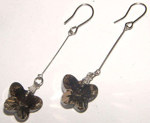 ***NEW!*** BEAUTIFUL ALPACA SILVER CRYSTAL DANGLING  EARRINGS!!!