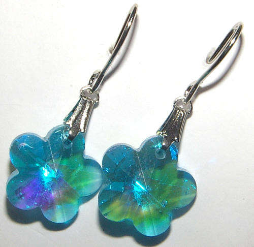 ***NEW!*** BEAUTIFUL ALPACA SILVER CRYSTAL DANGLING  EARRINGS!!!